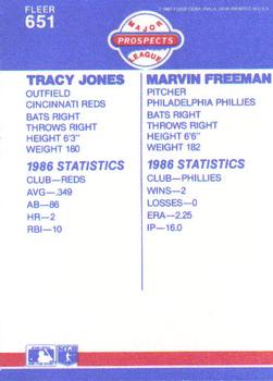 1987 Fleer #651 Tracy Jones / Marvin Freeman Back