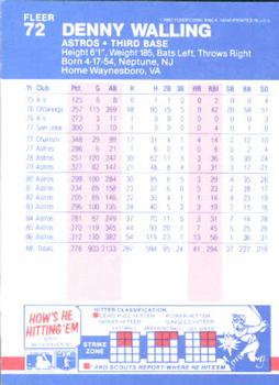 1987 Fleer #72 Denny Walling Back