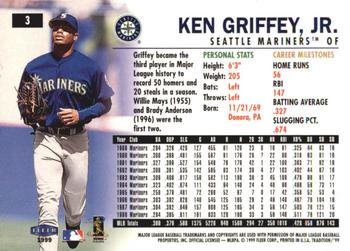 1999 Fleer Tradition - Millennium #3 Ken Griffey Jr.  Back