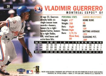 1999 Fleer Tradition - Millennium #20 Vladimir Guerrero  Back