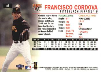 1999 Fleer Tradition - Millennium #63 Francisco Cordova  Back