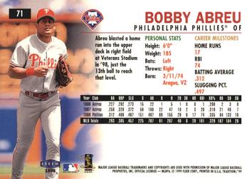 1999 Fleer Tradition - Millennium #71 Bobby Abreu  Back