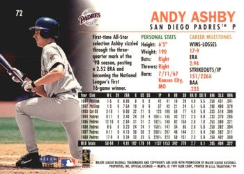 1999 Fleer Tradition - Millennium #72 Andy Ashby  Back