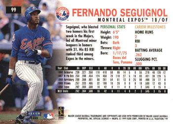 1999 Fleer Tradition - Millennium #99 Fernando Seguignol  Back