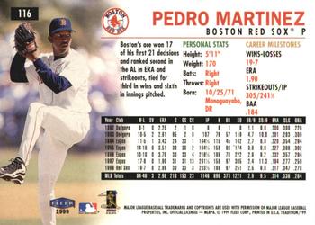 1999 Fleer Tradition - Millennium #116 Pedro Martinez  Back