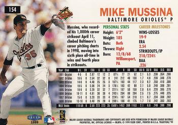 1999 Fleer Tradition - Millennium #154 Mike Mussina  Back