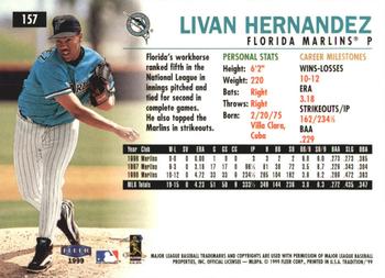 1999 Fleer Tradition - Millennium #157 Livan Hernandez  Back