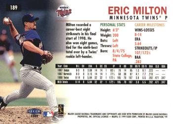 1999 Fleer Tradition - Millennium #189 Eric Milton  Back