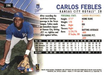 1999 Fleer Tradition - Millennium #194 Carlos Febles  Back