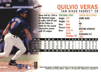 1999 Fleer Tradition - Millennium #289 Quilvio Veras  Back