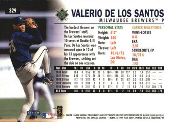 1999 Fleer Tradition - Millennium #329 Valerio De Los Santos  Back