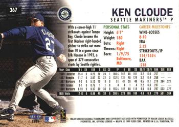 1999 Fleer Tradition - Millennium #367 Ken Cloude  Back