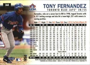 1999 Fleer Tradition - Millennium #368 Tony Fernandez  Back