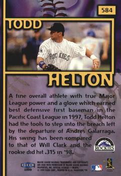 1999 Fleer Tradition - Millennium #584 Todd Helton Back