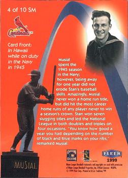 1999 Fleer Tradition - Stan Musial Monumental Moments #4SM Stan Musial Back