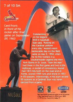 1999 Fleer Tradition - Stan Musial Monumental Moments #7SM Stan Musial Back
