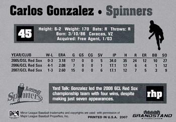 2007 Grandstand Lowell Spinners Update #4 Carlos Gonzalez Back