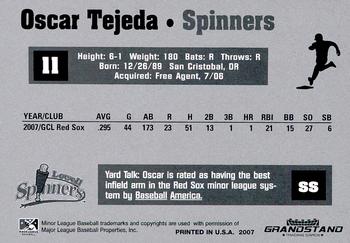 2007 Grandstand Lowell Spinners Update #7 Oscar Tejeda Back