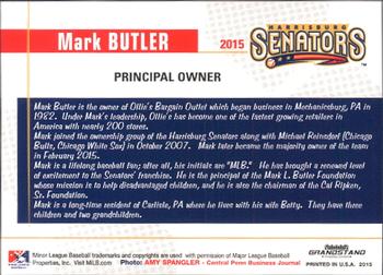 2015 Grandstand Harrisburg Senators #NNO Mark Butler Back