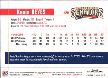 2015 Grandstand Harrisburg Senators #NNO Kevin Keyes Back