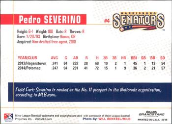 2015 Grandstand Harrisburg Senators #NNO Pedro Severino Back
