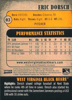 2015 Choice West Virginia Black Bears #03 Eric Dorsch Back