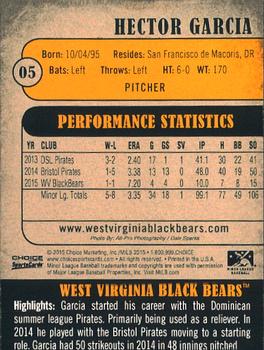2015 Choice West Virginia Black Bears #05 Hector Garcia Back