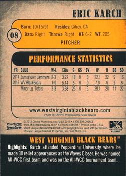 2015 Choice West Virginia Black Bears #08 Eric Karch Back