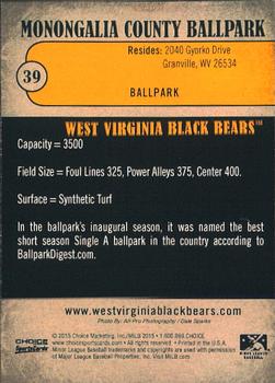 2015 Choice West Virginia Black Bears #39 Monongalia County Ballpark Back