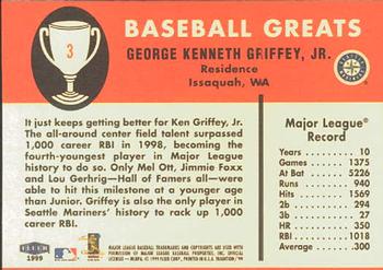 1999 Fleer Tradition - Vintage '61 #3 Ken Griffey Jr.  Back