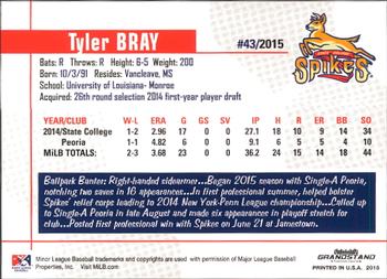 2015 Grandstand State College Spikes #NNO Tyler Bray Back