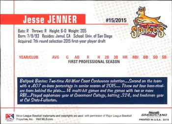 2015 Grandstand State College Spikes #NNO Jesse Jenner Back