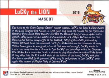 2015 Grandstand State College Spikes #NNO LuCKy the Lion Back