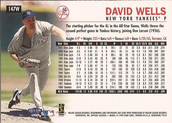 1999 Fleer Tradition - Warning Track Collection #147W David Wells Back