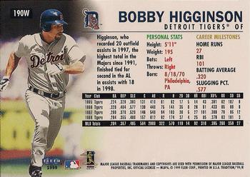 1999 Fleer Tradition - Warning Track Collection #190W Bobby Higginson Back