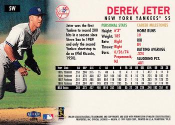 1999 Fleer Tradition - Warning Track Collection #5W Derek Jeter Back