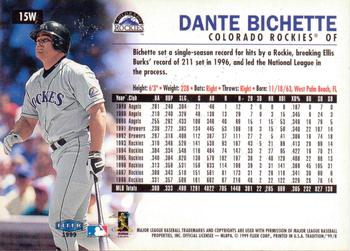1999 Fleer Tradition - Warning Track Collection #15W Dante Bichette Back