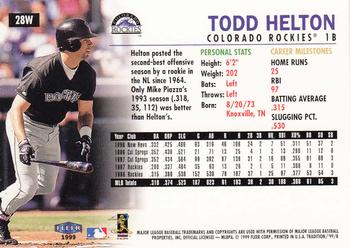 1999 Fleer Tradition - Warning Track Collection #28W Todd Helton Back
