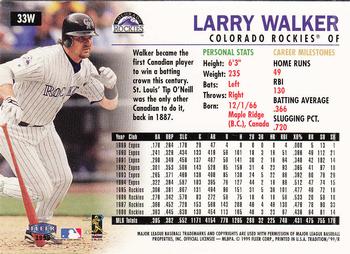 1999 Fleer Tradition - Warning Track Collection #33W Larry Walker Back