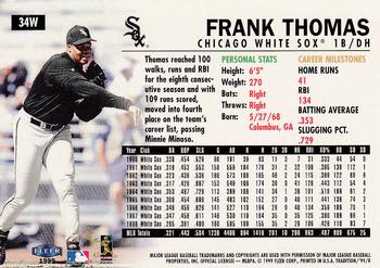 1999 Fleer Tradition - Warning Track Collection #34W Frank Thomas Back