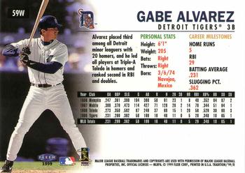 1999 Fleer Tradition - Warning Track Collection #59W Gabe Alvarez Back