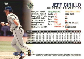 1999 Fleer Tradition - Warning Track Collection #74W Jeff Cirillo Back