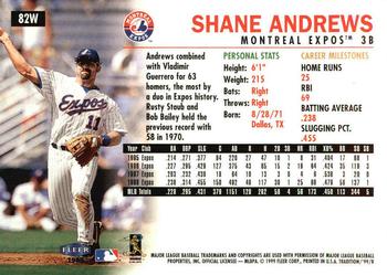 1999 Fleer Tradition - Warning Track Collection #82W Shane Andrews Back