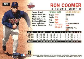 1999 Fleer Tradition - Warning Track Collection #88W Ron Coomer Back