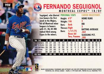 1999 Fleer Tradition - Warning Track Collection #99W Fernando Seguignol Back