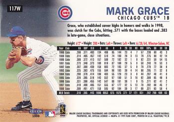 1999 Fleer Tradition - Warning Track Collection #117W Mark Grace Back