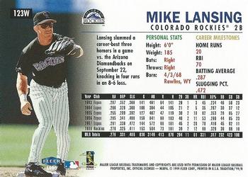1999 Fleer Tradition - Warning Track Collection #123W Mike Lansing Back