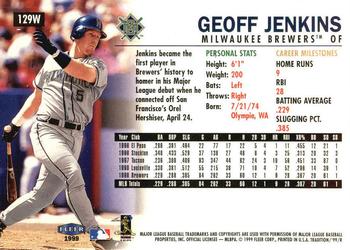 1999 Fleer Tradition - Warning Track Collection #129W Geoff Jenkins Back