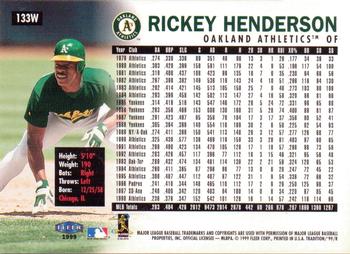 1999 Fleer Tradition - Warning Track Collection #133W Rickey Henderson Back