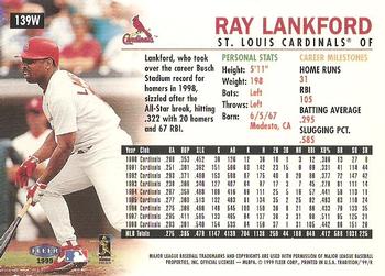 1999 Fleer Tradition - Warning Track Collection #139W Ray Lankford Back